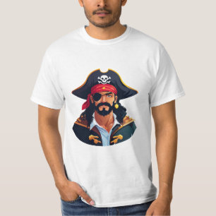 Camiseta Cabeça de pirata com chapéu de marinheiro e tapa-o