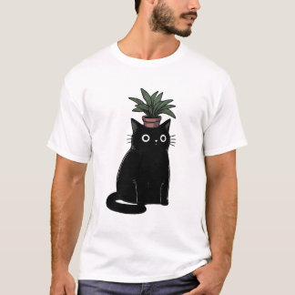 Camiseta Cabeça de Planta Gata Preta