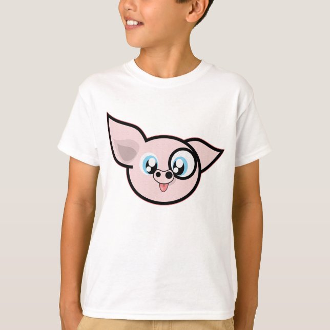Camiseta Cabeça de Porco Rosa Engraçada  (Frente)