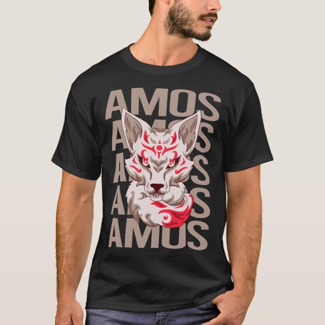 Camiseta Cabeça de Raposa - Nome Amos (Frente)