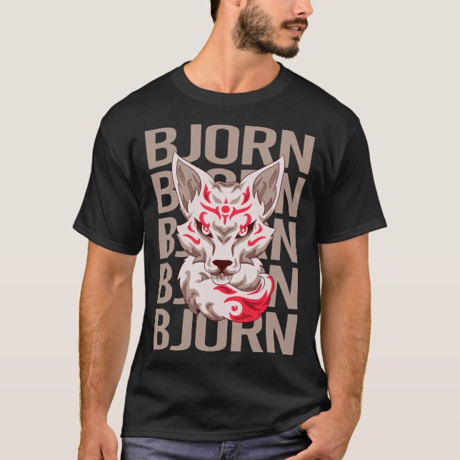 Camiseta Cabeça de Raposa - Nome Bjorn (Frente)