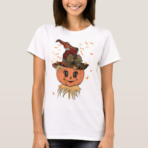 Camiseta Cabeça De Recém-Pumpkin E Vintagem De Queda