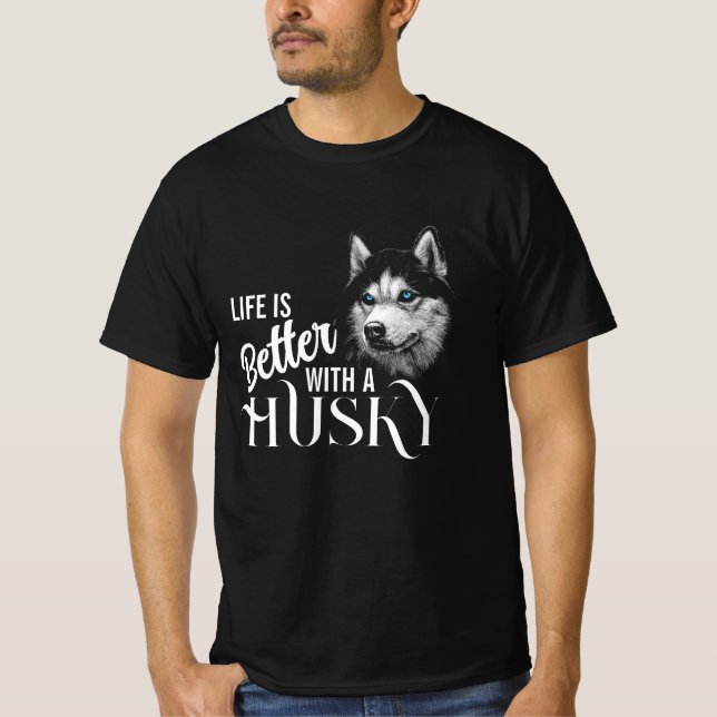 Camiseta Cabeça De Retrato Irmão Husky Com Olhos Azuis (Frente)