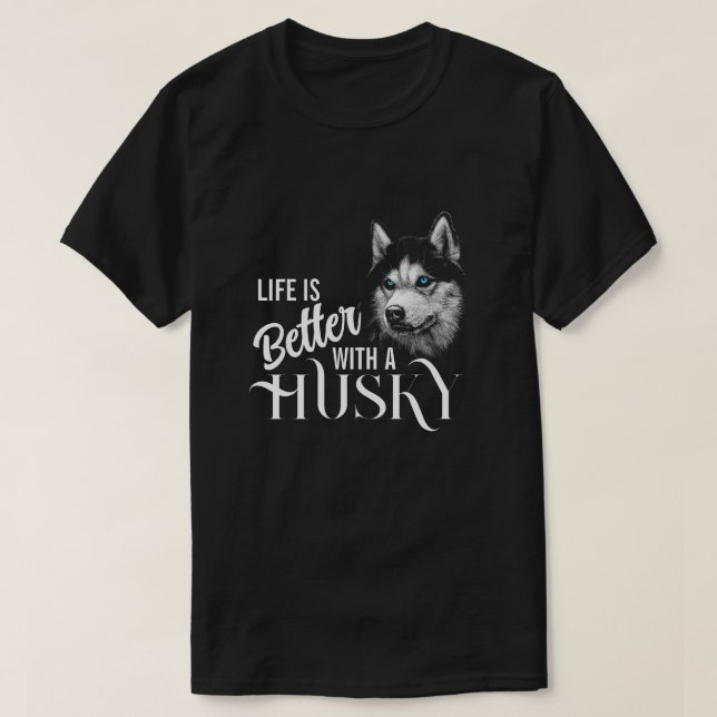 Camiseta Cabeça De Retrato Irmão Husky Com Olhos Azuis (Frente do Design)