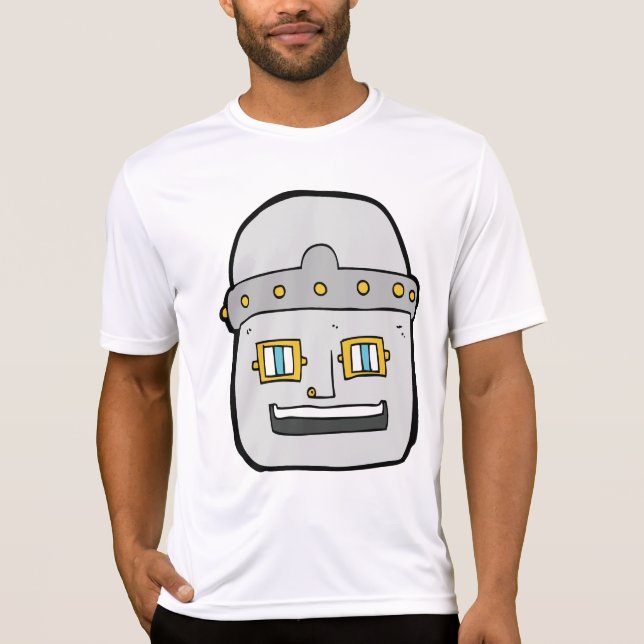 Camiseta Cabeça de Robô Prateado Amigável (Frente)