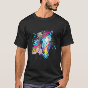 Camiseta Cabeça de Rosto de Crina de Cavalo Selvagem Colori