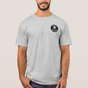 Camiseta Cabeça de saia, Texto preto com crânio