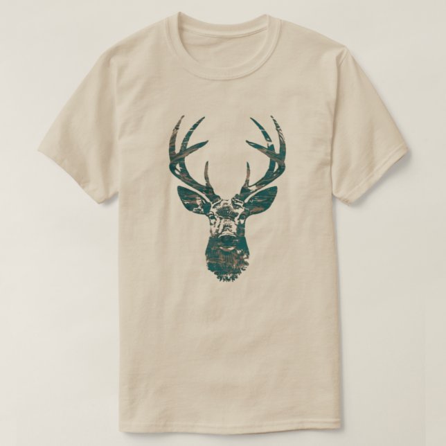 Camiseta Cabeça de Stag com galhadas (Frente do Design)