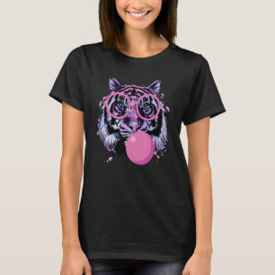 Camiseta Cabeça de Tigre Aquarela Óculos Fofo Vida Selvagem