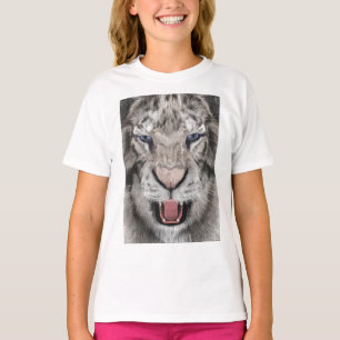 Camiseta Cabeça de Tigre Branco Estética da Vida Selvagem