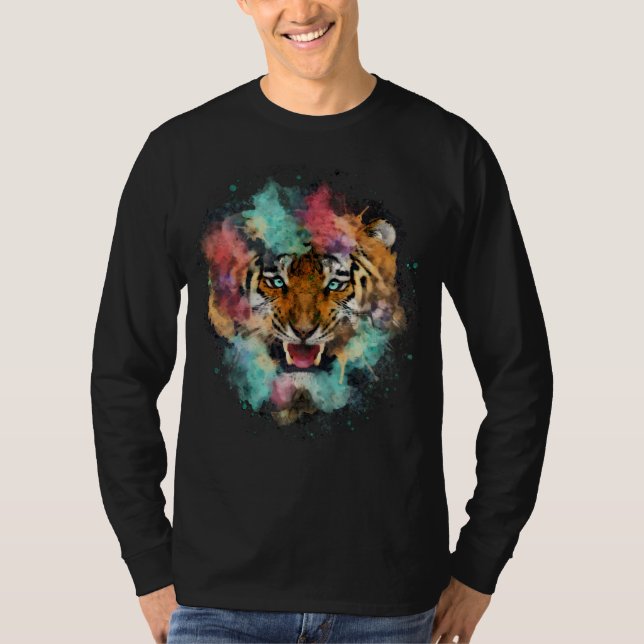 Camiseta Cabeça de Tigre Colorida (Frente)
