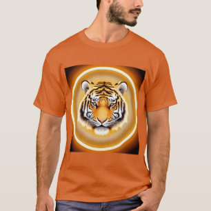 Camiseta Cabeça de Tigre Enquadrada com Aura Dourada Radian
