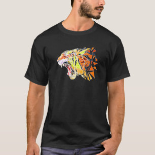 Camiseta Cabeça de Tigre Facetada Vida Selvagem Predador da
