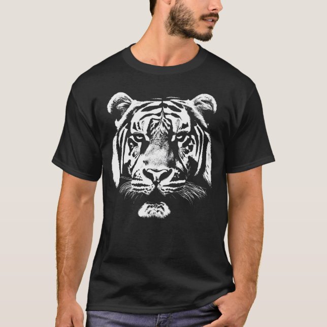 Camiseta Cabeça de Tigre - Preta e branca (Frente)