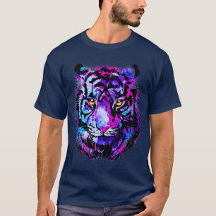 Camiseta Cabeça de Tigre Roxo - Trabalho de arte de Retrat