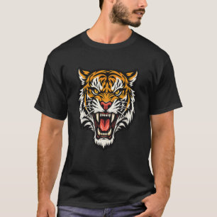 Camiseta Cabeça de Tigre Rugindo – Gráfico Ousado de Animal