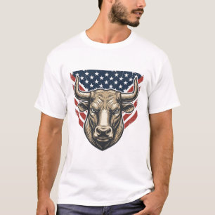 Camiseta Cabeça de Touro Patriótico Arte Vetorial de Gravur