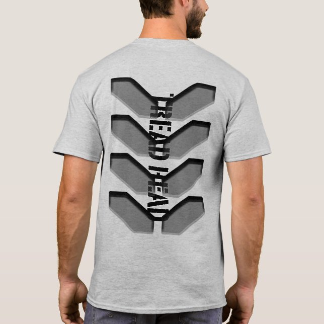 Camiseta "CABEÇA DE TREAD" em T-Shirt de Cinza (Verso)