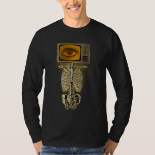 Camiseta Cabeça de TV Esqueleto Weirdcore Cosplay Radiologi