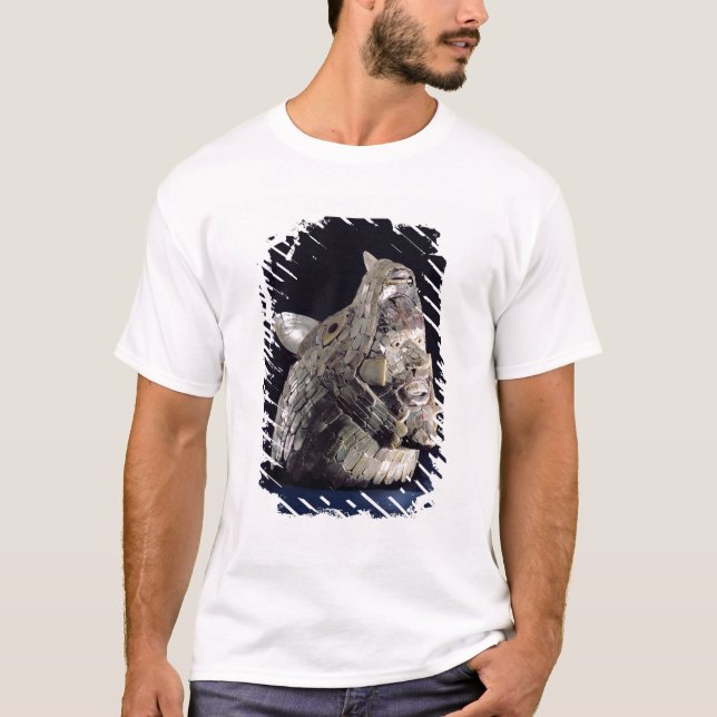Camiseta Cabeça de um animal com cabeça humana nas maxilas (Frente)