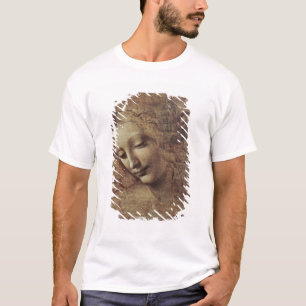 Camiseta Cabeça de uma jovem mulher com cabelo Tousled ou,