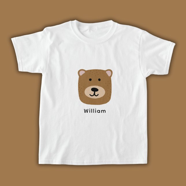 Camiseta Cabeça de urso de crianças fofas (Brown bear personalized kids t-shirt)