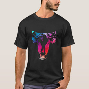 Camiseta Cabeça de Vaca Aquarela Agricultura Animal Para Fa