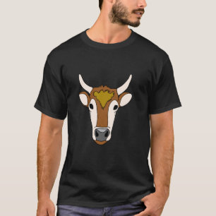 Camiseta Cabeça de Vaca Desenhada à Mão em Estilo Realista