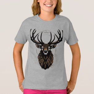 Camiseta Cabeça de Veado Majestoso – Vetor de Minimalismo S
