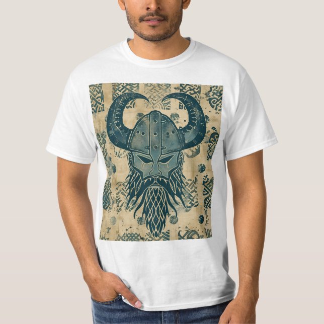 Camiseta Cabeça de Viking Azul (Frente)