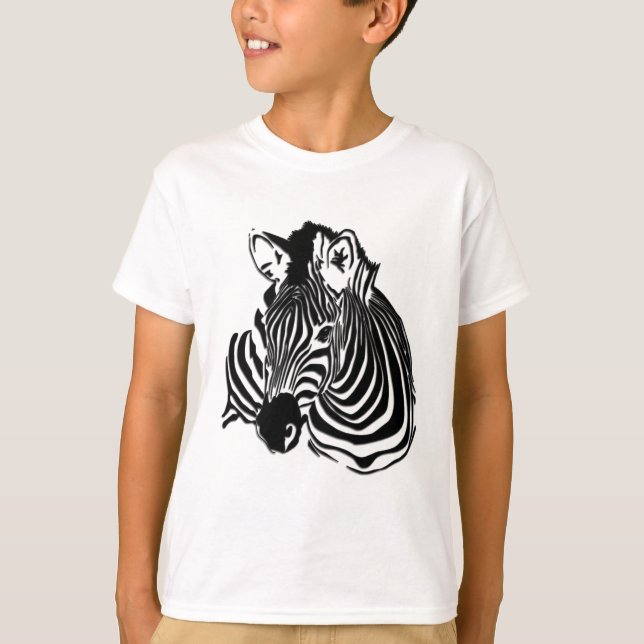 Camiseta Cabeça de Zebra Preta e Branca 3D para Amantes de  (Frente)