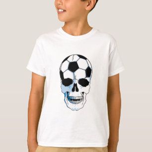 Camiseta cabeça do crânio da bola de futebol