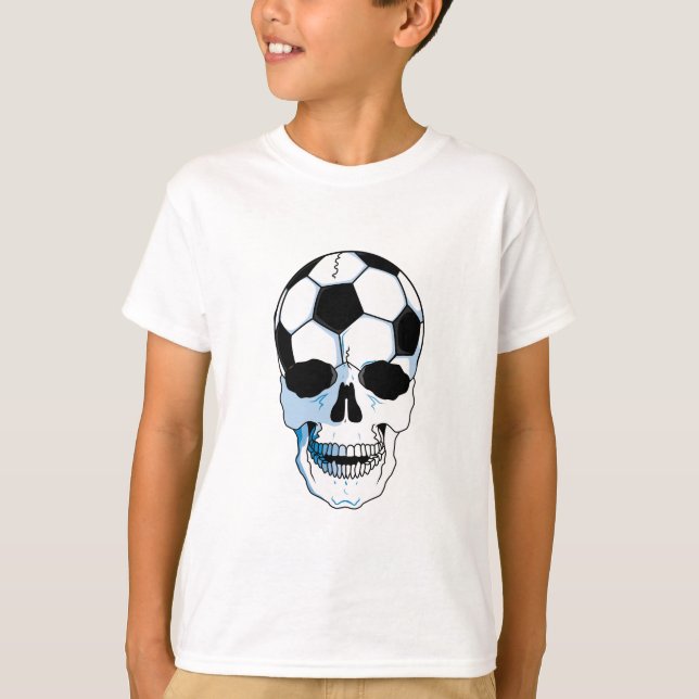 Camiseta cabeça do crânio da bola de futebol (Frente)