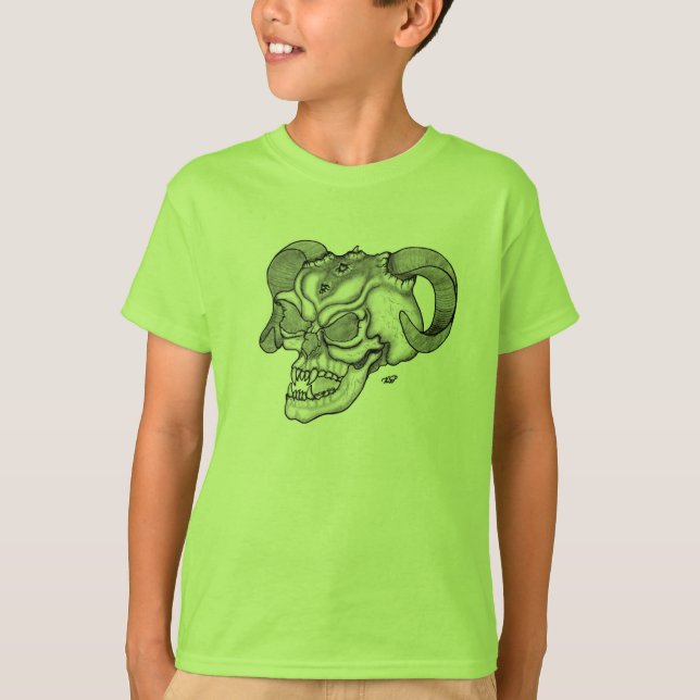 Camiseta Cabeça do diabo Negra e Design branca (Frente)