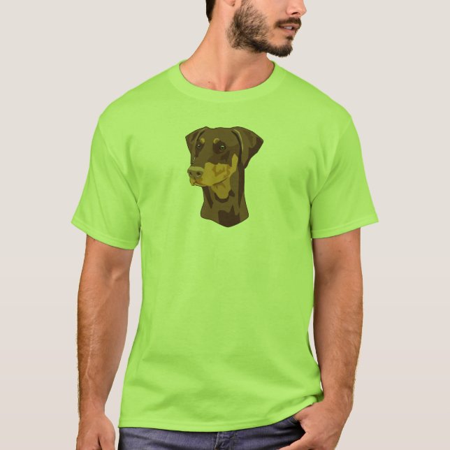 Camiseta Cabeça do Doberman, vermelho, Uncropped (Frente)