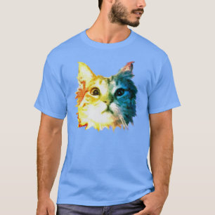 Camiseta Cabeça do gato do arco-íris