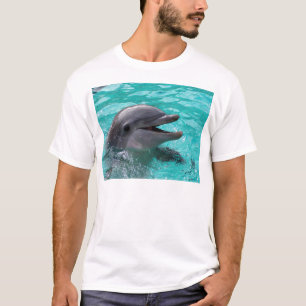 Camiseta Cabeça do golfinho na água de água-marinha