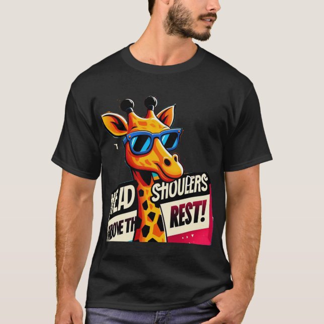 Camiseta cabeça e ombros acima da girafa engraçada (Frente)