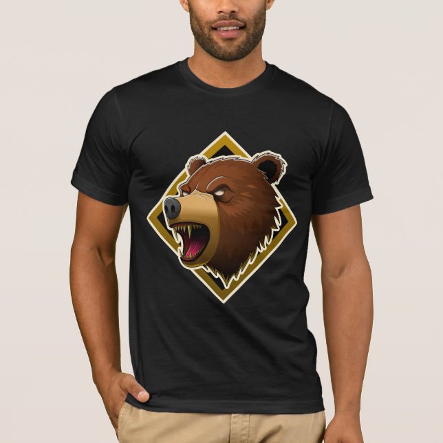 Camiseta Cabeça Feroz de Urso Pardo - Gráfico do Espírito P (Frente)