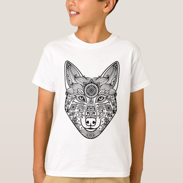 Camiseta Cabeça inspirada do lobo (Frente)