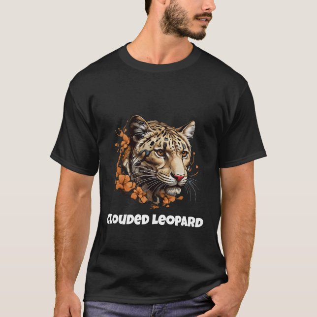 Camiseta cabeça-leopardo nublada (Frente)