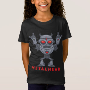 Camiseta Cabeça Metálica - Diabo Robô Metálico Pesado - Com