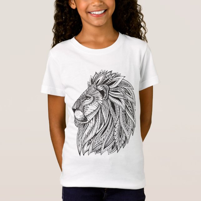Camiseta Cabeça modelada étnica do leão (Frente)