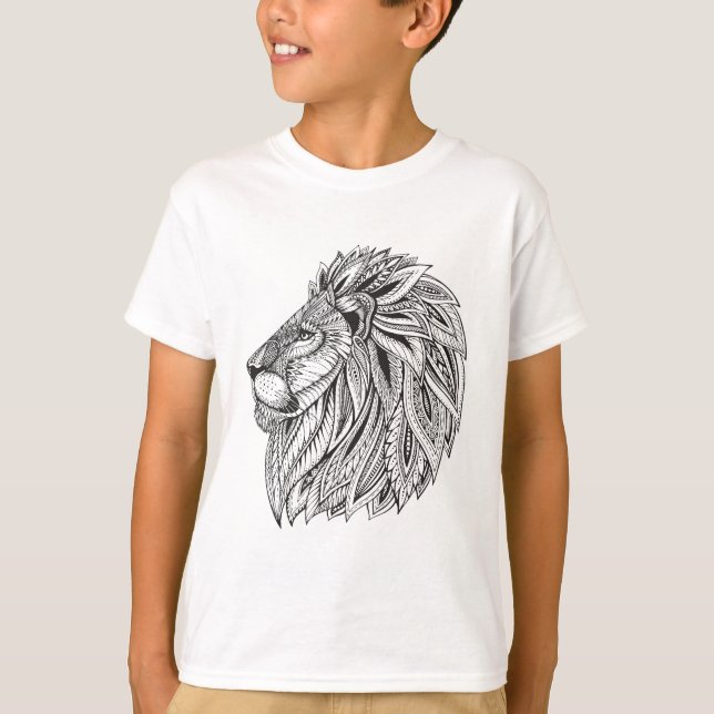 Camiseta Cabeça modelada étnica do leão (Frente)