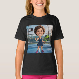 Camiseta Cabeça Personalizada Engraçada Preta Jogadora de P