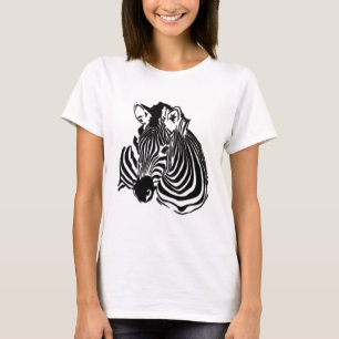 Camiseta cabeça preta & branca de 3D da zebra para amantes