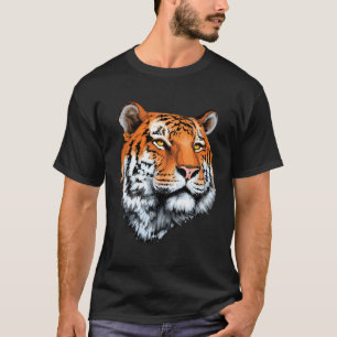 Camiseta Cabeça Realista de Tigre Para Amantes de Tigres Ol