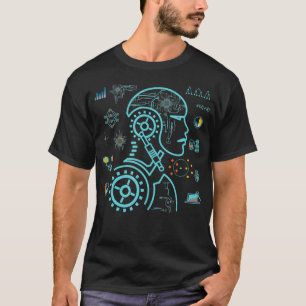 Camiseta Cabeça Robótica Inteligência Artificial Máquina Pr