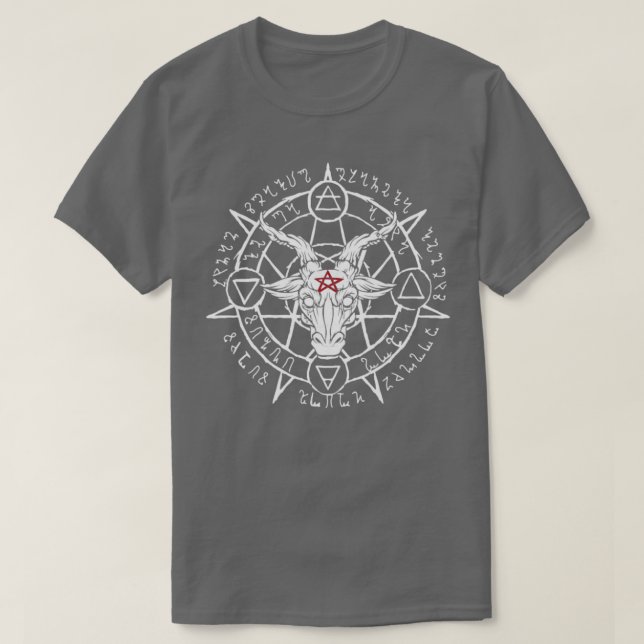 Camiseta Cabeça Satânica de Cabra de Baphomet (Frente do Design)