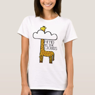 Camiseta "Cabeça t-shirt das senhoras do girafa nas nuvens